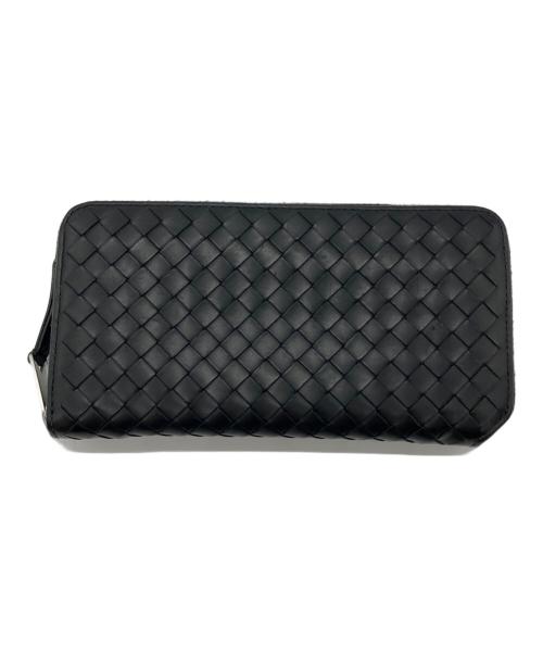BOTTEGA VENETA（ボッテガベネタ）BOTTEGA VENETA (ボッテガベネタ) イントレチャート ピッコロ ジップアラウンドウォレット ブラックの古着・服飾アイテム
