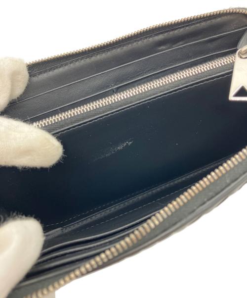 BOTTEGA VENETA（ボッテガベネタ）BOTTEGA VENETA (ボッテガベネタ) イントレチャート ピッコロ ジップアラウンドウォレット ブラックの古着・服飾アイテム