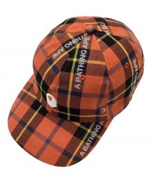 A BATHING APE（ア ベイシング エイプ）の古着「LOGO CHECK PANEL CAP/ロゴチェックパネルキャップ」｜オレンジ