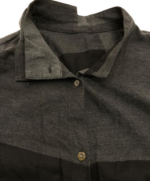 芽風（メフウ）芽風 (メフウ) 襟デザインボーダーシャツワンピース グレー サイズ:38の古着・服飾アイテム