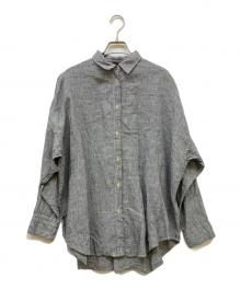 Spick and Span（スピック＆スパン）の古着「80リネンカシュクールビッグシャツ」｜ブラック