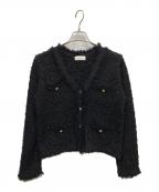 La boutique BonBonラブティックボンボン）の古着「ツイードニットカーディガン」｜ブラック