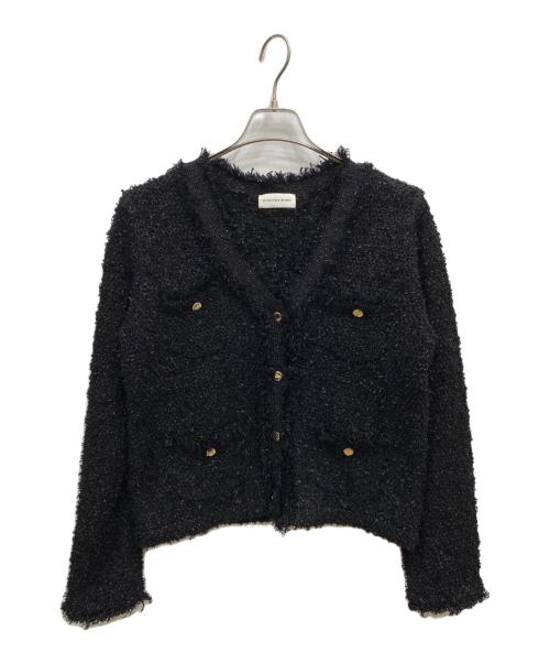 La boutique BonBon（ラブティックボンボン）La boutique BonBon (ラブティックボンボン) ツイードニットカーディガン ブラック サイズ:FREEの古着・服飾アイテム