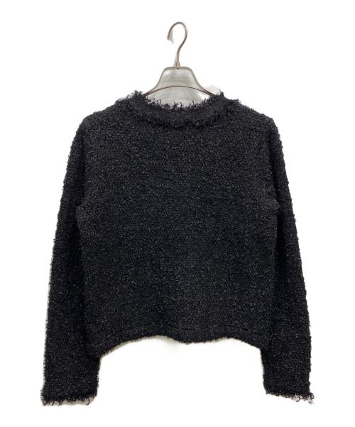 La boutique BonBon（ラブティックボンボン）La boutique BonBon (ラブティックボンボン) ツイードニットカーディガン ブラック サイズ:FREEの古着・服飾アイテム