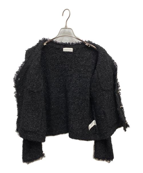 La boutique BonBon（ラブティックボンボン）La boutique BonBon (ラブティックボンボン) ツイードニットカーディガン ブラック サイズ:FREEの古着・服飾アイテム