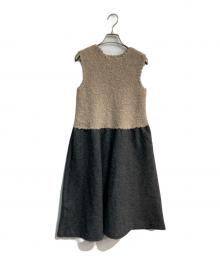 45R（フォーティファイブ・アール）の古着「ノースリーブニットワンピース　7125008」｜ベージュ×グレー