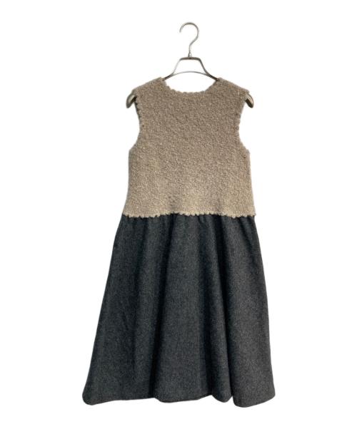 45R（フォーティファイブ・アール）45R (フォーティファイブ・アール) ノースリーブニットワンピース　7125008 ベージュ×グレーの古着・服飾アイテム