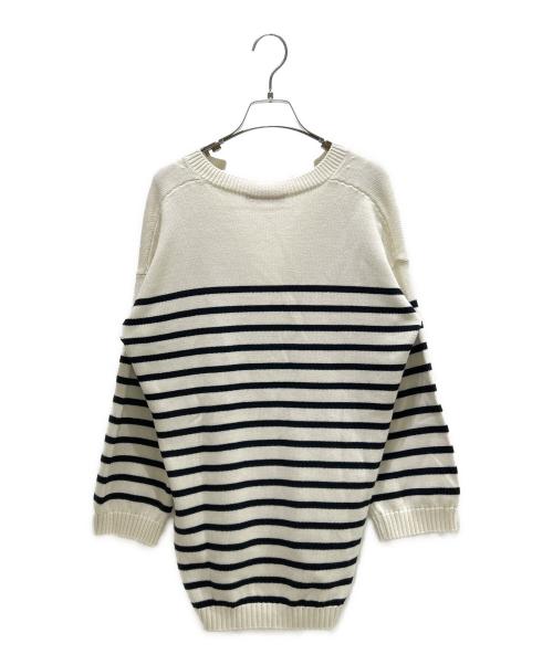 VALENTINO（ヴァレンティノ）VALENTINO (ヴァレンティノ) ボーダーVネックニット 1B3KC37C7E0 ホワイト×ブラック サイズ:Sの古着・服飾アイテム