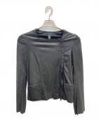 GIORGIO BRATOジョルジョブラッド）の古着「レザーノーカラージャケット」｜ブラック