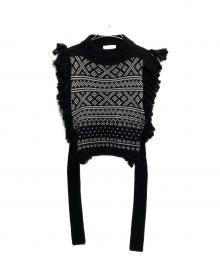 HYKE（ハイク）の古着「NORDIC FRINGE SWEATER VEST」｜ブラック