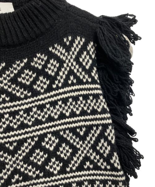 HYKE（ハイク）HYKE (ハイク) NORDIC FRINGE SWEATER VEST ブラック サイズ:FREEの古着・服飾アイテム