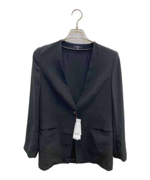 theory（セオリー）theory (セオリー) Powder Crepe Collarless JKT N ブラック サイズ:2の古着・服飾アイテム