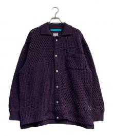 MUZE×FACCIES（ミューズ×ファッチーズ）の古着「メッシュニットカーディガン」｜パープル