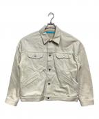 MUZE TURQUOISE LABELミューズ ターコイズ レーベル）の古着「HEM SLIT WIDE DENIM JACKET」｜アイボリー