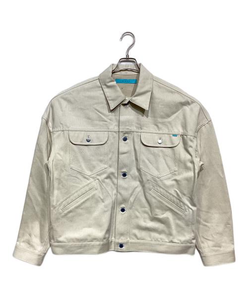 MUZE TURQUOISE LABEL（ミューズ ターコイズ レーベル）MUZE TURQUOISE LABEL (ミューズ ターコイズ レーベル) HEM SLIT WIDE DENIM JACKET アイボリー サイズ:2の古着・服飾アイテム