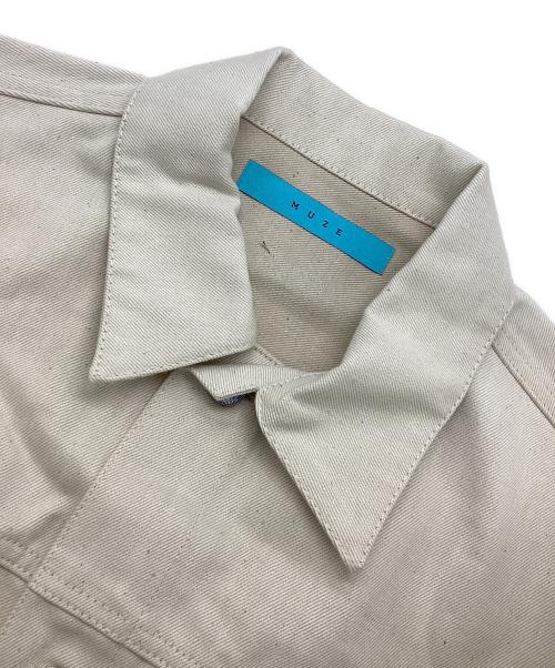 MUZE TURQUOISE LABEL（ミューズ ターコイズ レーベル）MUZE TURQUOISE LABEL (ミューズ ターコイズ レーベル) HEM SLIT WIDE DENIM JACKET アイボリー サイズ:2の古着・服飾アイテム