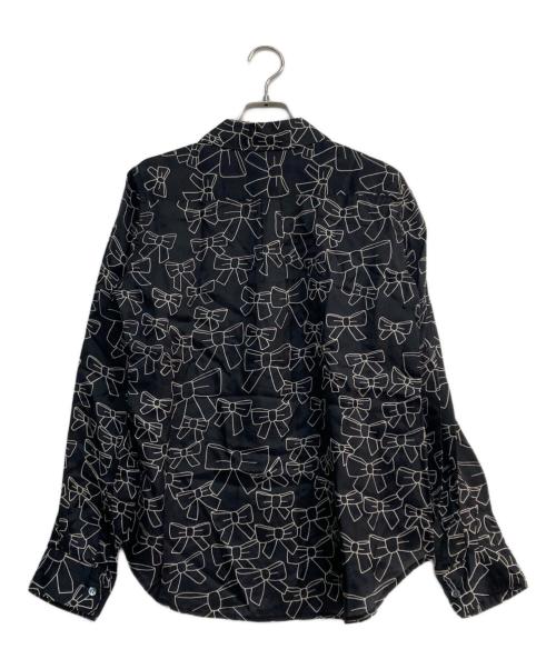 COMME des GARCONS COMME des GARCONS（コムデギャルソン コムデギャルソン）COMME des GARCONS COMME des GARCONS (コムデギャルソン コムデギャルソン) リボン柄キュプラシャツ ブラック サイズ:Sの古着・服飾アイテム