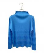 PLEATS PLEASEプリーツプリーズ）の古着「プリーツモックネックブラウス」｜ライトブルー