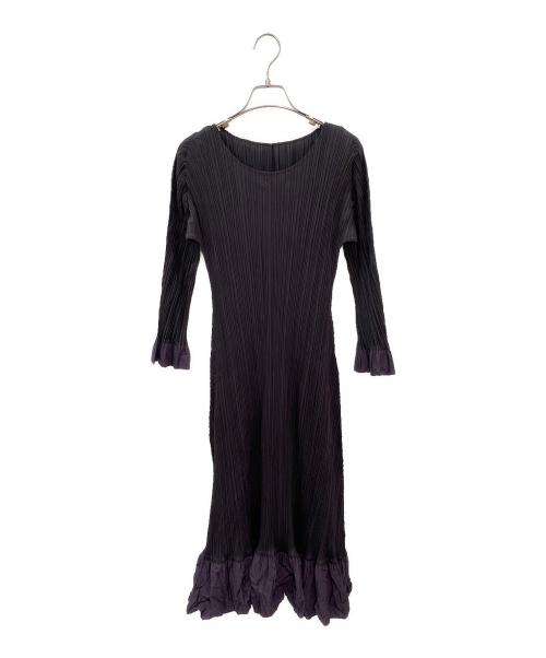 PLEATS PLEASE（プリーツプリーズ）PLEATS PLEASE (プリーツプリーズ) プリーツロングワンピース パープル サイズ:3の古着・服飾アイテム