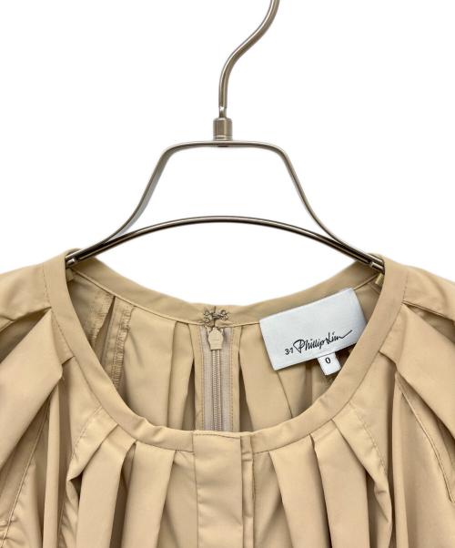 3.1 phillip lim（スリーワンフィリップリム）3.1 phillip lim (スリーワンフィリップリム) Puffed Sleeve Flare Dress W Shirr ベージュの古着・服飾アイテム