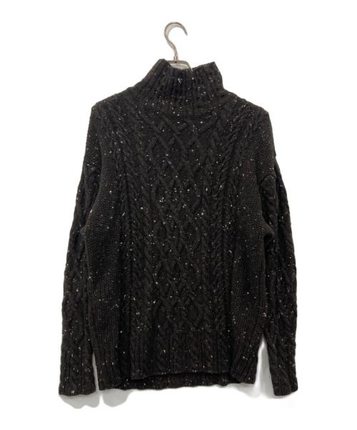 AURALEE（オーラリー）AURALEE (オーラリー) WOOL BABY ALPACA NEPPED CABLE KNIT TURTLE NECK P/O/ウールベビーアルパカ ネップドケーブルニット タートルネック ブラウンの古着・服飾アイテム