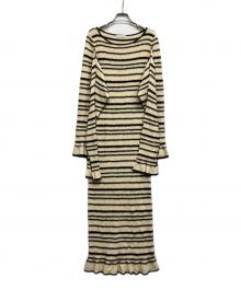 By Malene Birger（バイマレーネビルガー）の古着「ボーダーニットワンピース」｜ベージュ