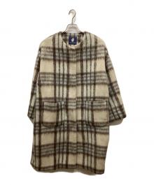 MICHEL Beaudouin（ミシェル ボードウイン）の古着「SHAGGY CHECK ロングコート」｜ベージュ