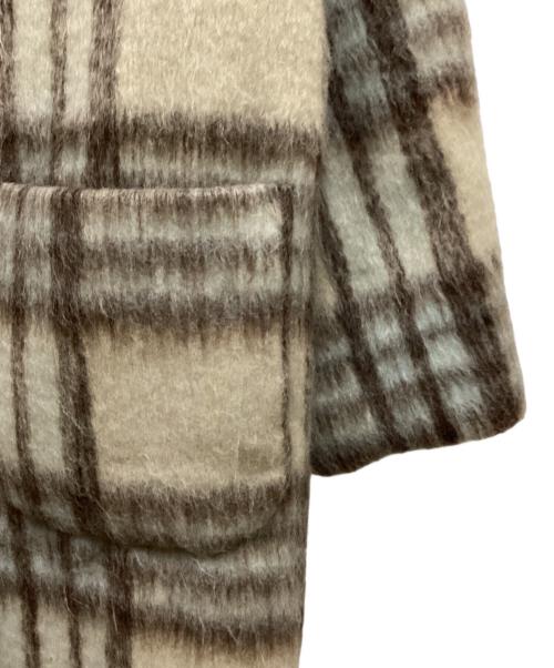 MICHEL Beaudouin（ミシェル ボードウイン）MICHEL Beaudouin (ミシェル ボードウイン) SHAGGY CHECK ロングコート ベージュ サイズ:1の古着・服飾アイテム