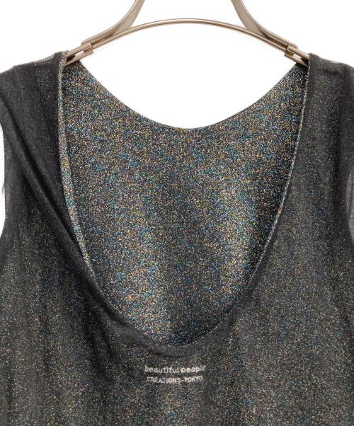 beautiful people（ビューティフルピープル）beautiful people (ビューティフルピープル) aurora glitter jersey reversible top ブラック サイズ:34の古着・服飾アイテム