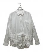 COMME des GARCONS COMME des GARCONSコムデギャルソン コムデギャルソン）の古着「裾変形 タックシャツ」｜ホワイト