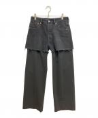 MM6 Maison Margielaエムエムシックスメゾンマルジェラ）の古着「DENIM STRIPED WOOL TAILORING PANTS」｜ブラック