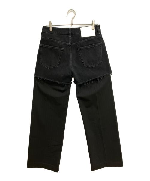 MM6 Maison Margiela（エムエムシックスメゾンマルジェラ）MM6 Maison Margiela (エムエムシックスメゾンマルジェラ) DENIM STRIPED WOOL TAILORING PANTS ブラック サイズ:W25の古着・服飾アイテム