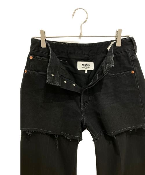 MM6 Maison Margiela（エムエムシックスメゾンマルジェラ）MM6 Maison Margiela (エムエムシックスメゾンマルジェラ) DENIM STRIPED WOOL TAILORING PANTS ブラック サイズ:W25の古着・服飾アイテム