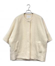 CADUNE（カデュネ）の古着「ノーカラーボアコート」｜ホワイト