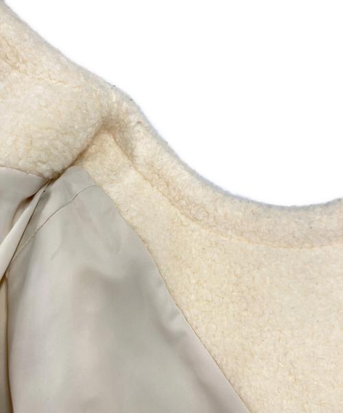 CADUNE（カデュネ）CADUNE (カデュネ) ノーカラーボアコート ホワイト サイズ:38の古着・服飾アイテム