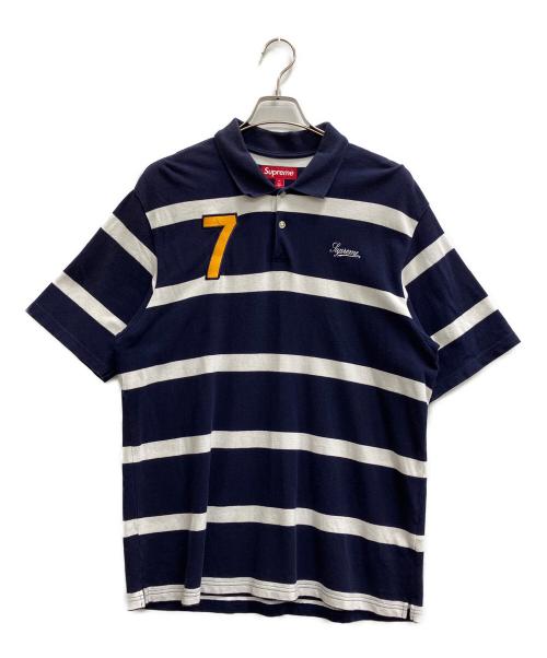 SUPREME（シュプリーム）Supreme (シュプリーム) Cursive Polo ネイビー×ホワイト サイズ:Mの古着・服飾アイテム