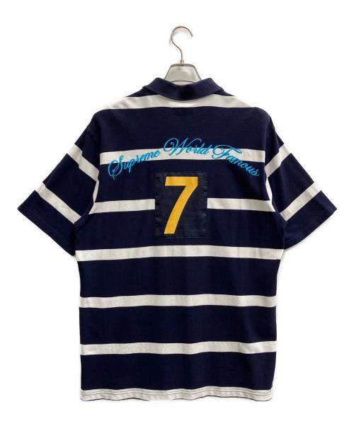SUPREME（シュプリーム）Supreme (シュプリーム) Cursive Polo ネイビー×ホワイト サイズ:Mの古着・服飾アイテム