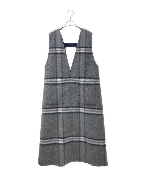 ADORE（アドーア）ADORE (アドーア) アルパカシャギーチェックワンピース グレー サイズ:38の古着・服飾アイテム