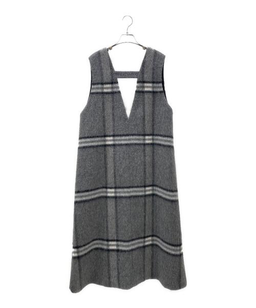 ADORE（アドーア）ADORE (アドーア) アルパカシャギーチェックワンピース グレー サイズ:38の古着・服飾アイテム