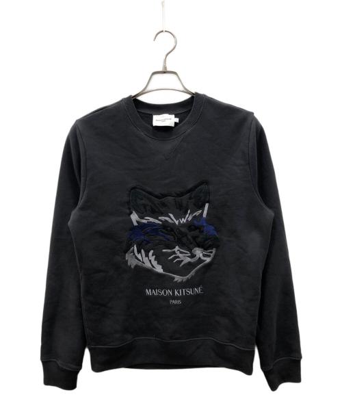 maison kitsune（メゾンキツネ）MAISON KITSUNE (メゾンキツネ) 刺繍スウェット ブラック サイズ:Sの古着・服飾アイテム
