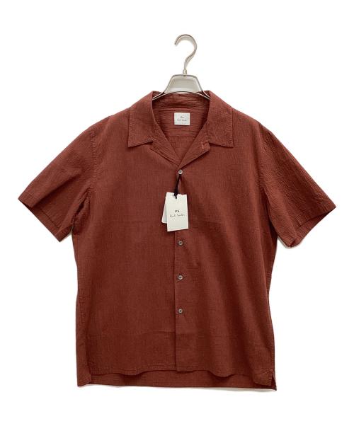 PS Paul Smith（ＰＳポールスミス）PS Paul Smith (ＰＳポールスミス) ダーク シアサッカー 半袖シャツ ブラウン サイズ:Lの古着・服飾アイテム