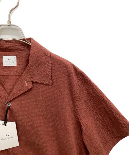 PS Paul Smith（ＰＳポールスミス）PS Paul Smith (ＰＳポールスミス) ダーク シアサッカー 半袖シャツ ブラウン サイズ:Lの古着・服飾アイテム