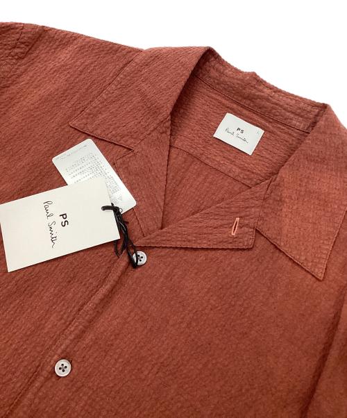 PS Paul Smith（ＰＳポールスミス）PS Paul Smith (ＰＳポールスミス) ダーク シアサッカー 半袖シャツ ブラウン サイズ:Lの古着・服飾アイテム