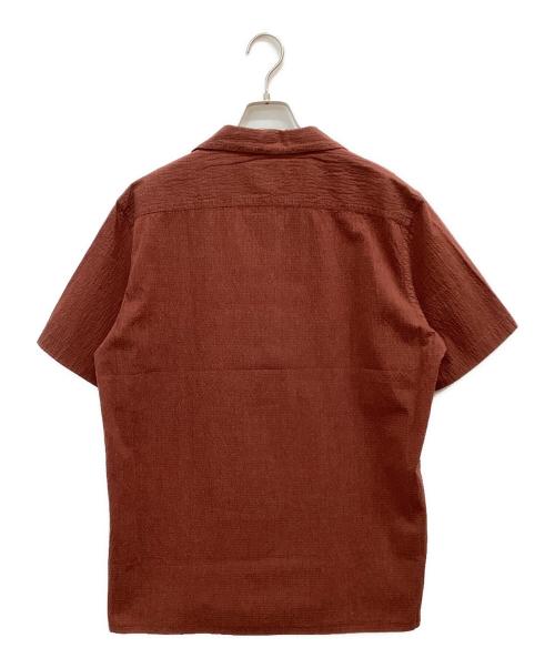PS Paul Smith（ＰＳポールスミス）PS Paul Smith (ＰＳポールスミス) ダーク シアサッカー 半袖シャツ ブラウン サイズ:Lの古着・服飾アイテム
