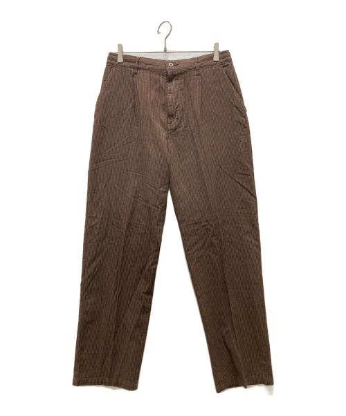 JOHNBULL（ジョンブル）Johnbull (ジョンブル) ストライプオーバーダイワンタックイージーパンツ ブラウン サイズ:L 未使用品の古着・服飾アイテム