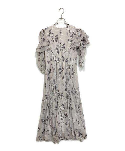 Mystrada（マイストラーダ）Mystrada (マイストラーダ) ラッフルプリントワンピース グレー サイズ:34の古着・服飾アイテム