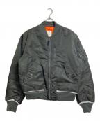 HEAD PORTER PLUS×ALPHAヘッドポータープラス×アルファ）の古着「パンチングレザー切替MA-1ジャケット」｜オリーブ