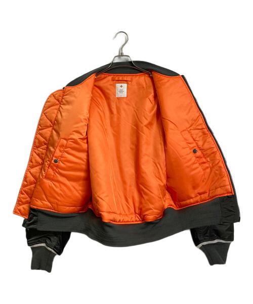 HEAD PORTER PLUS（ヘッドポータープラス）HEAD PORTER PLUS (ヘッドポータープラス) ALPHA (アルファ) パンチングレザー切替MA-1ジャケット オリーブ サイズ:Lの古着・服飾アイテム