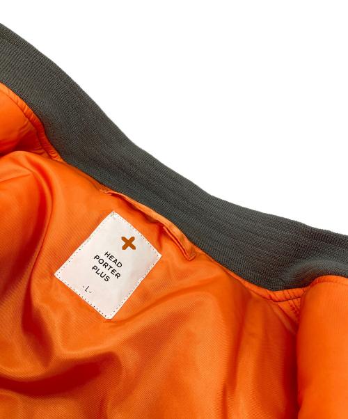 HEAD PORTER PLUS（ヘッドポータープラス）HEAD PORTER PLUS (ヘッドポータープラス) ALPHA (アルファ) パンチングレザー切替MA-1ジャケット オリーブ サイズ:Lの古着・服飾アイテム