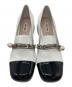 中古・古着 MIU MIU (ミュウミュウ) パール付エナメルローファー ホワイト×ブラック サイズ:39：28000円